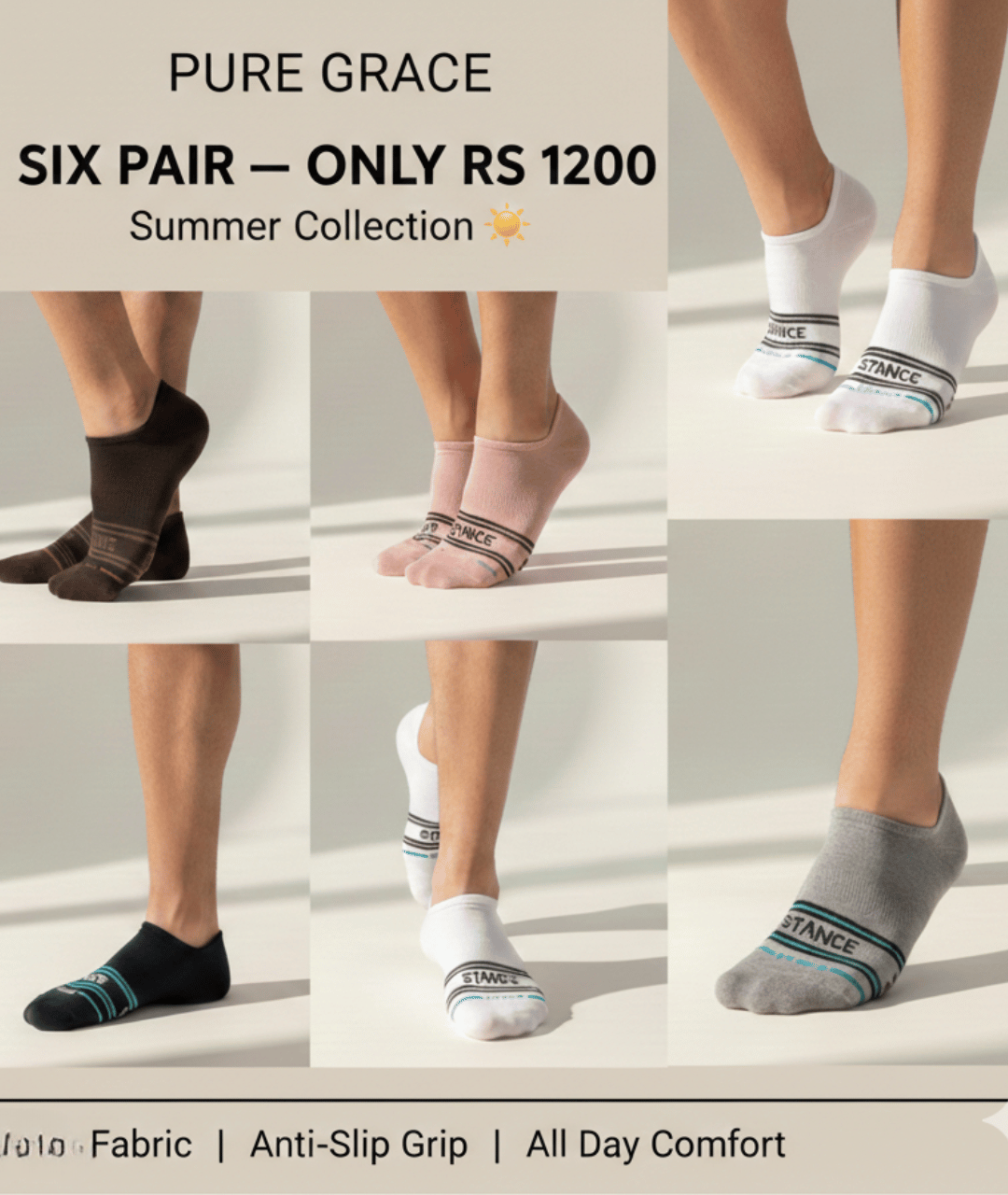 6 Pairs Pack Socks With Six Different Colors